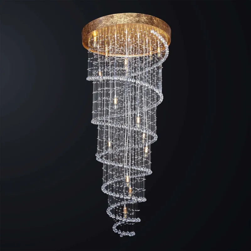 Lampadario classico cascata di cristallo foglia oro a 15 luci BGA 3506-15