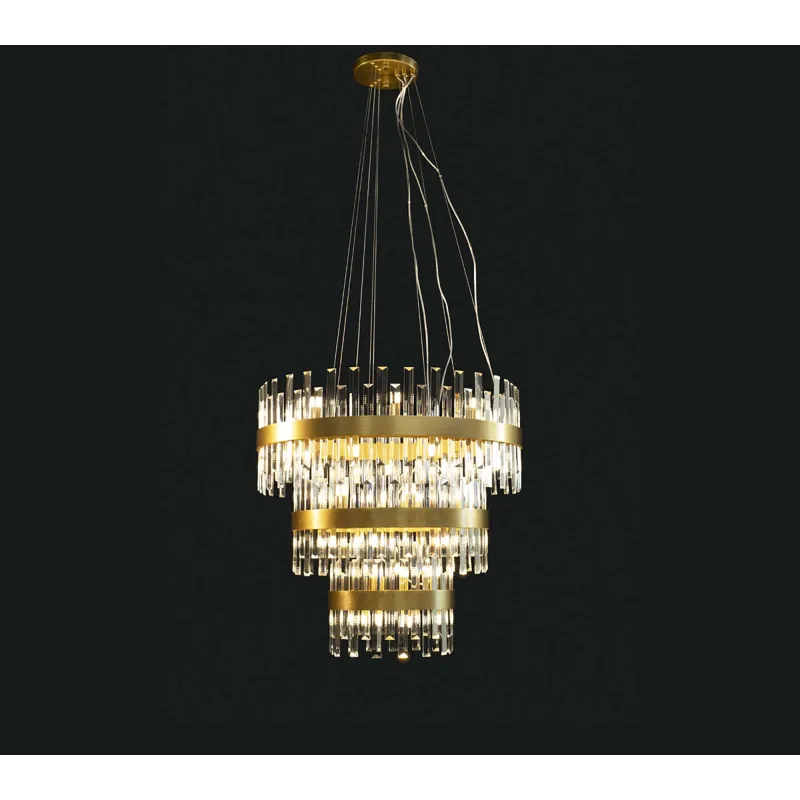 Lampadario moderno oro con cristalli a 42 luci illuminati Zenna